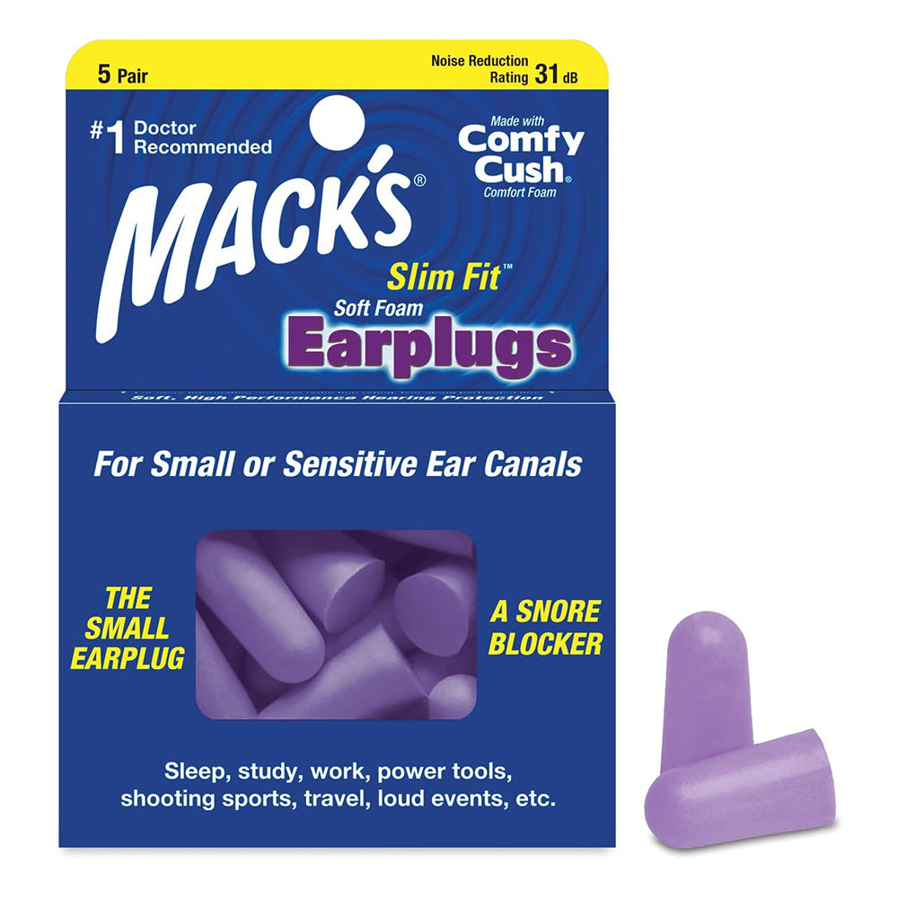 Macks Slim Fit Soft Foam Earplugs Small with Comfy Cush Comfort foam for Sensitive Ear Canals 1 Ea
