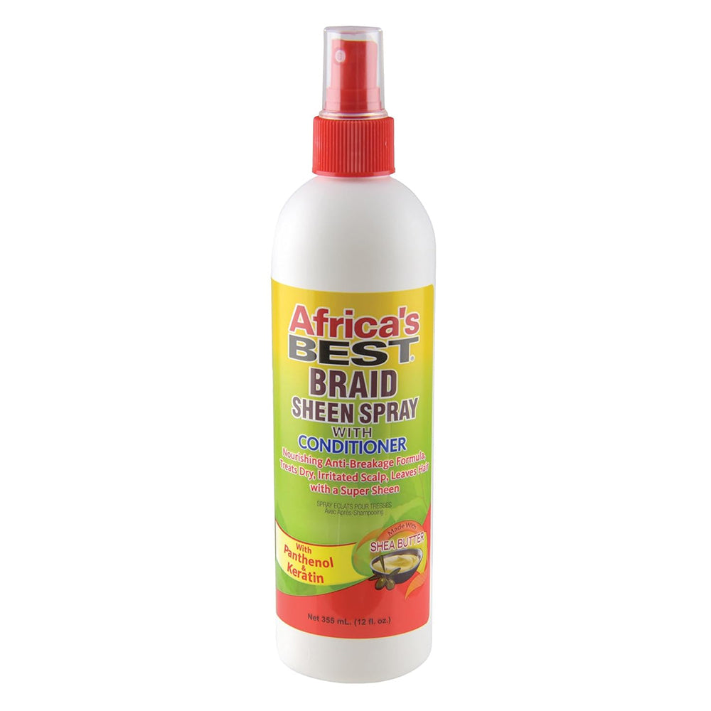 Africas Best Braid Sheen Spray with Conditioner for Scalp Relief and Deep Moisturizing 12Oz (355ml)