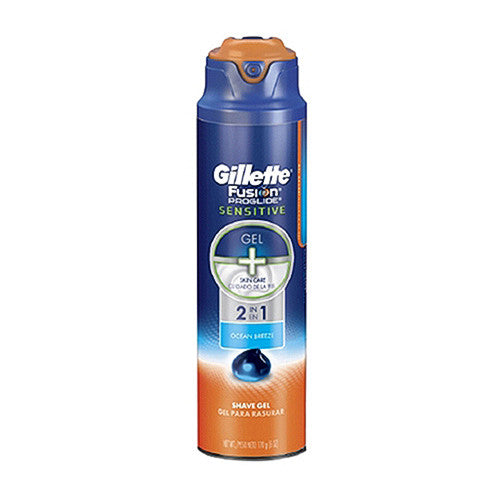 Gillette Fusion ProGlide Sensitive Shave Gel, 2 in1 Ocean Breeze - 6 oz
