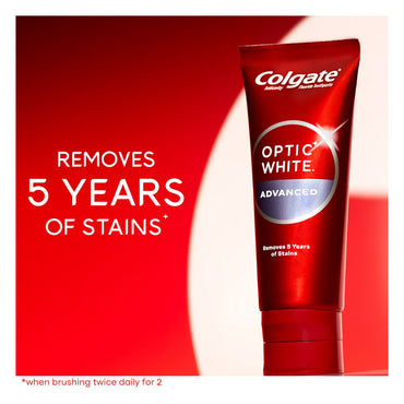 Colgate Optic White Advanced Teeth Whitening Toothpaste, Sparkling White, 3.2 Oz