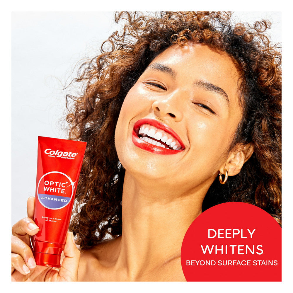 Colgate Optic White Advanced Teeth Whitening Toothpaste, Sparkling White, 3.2 Oz