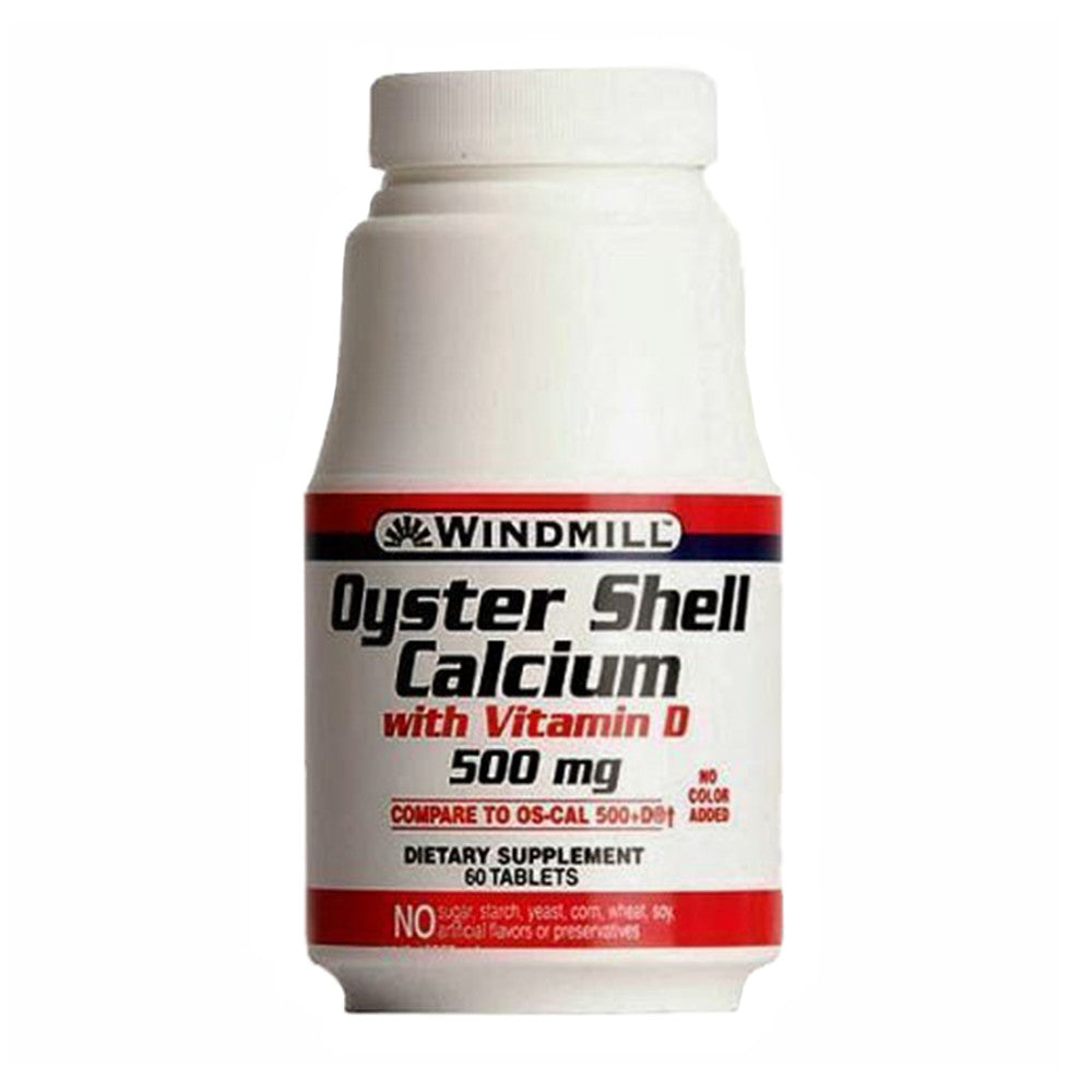 Windmill Oyster Shell Calcium 500 Mg With Vitamin D Tablets, 60 Ea