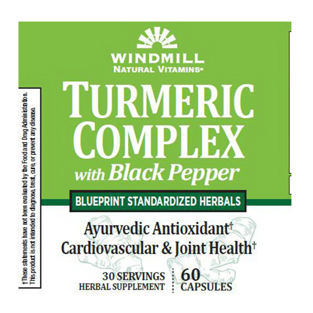 Windmill Natural Vitamins Turmeric Complex with Black Pepper Capsules, 60 Ea