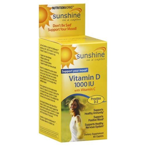 Sunshine Vitamin D3 25mcg 1000 IU with Vitamin K2, 60 Ea