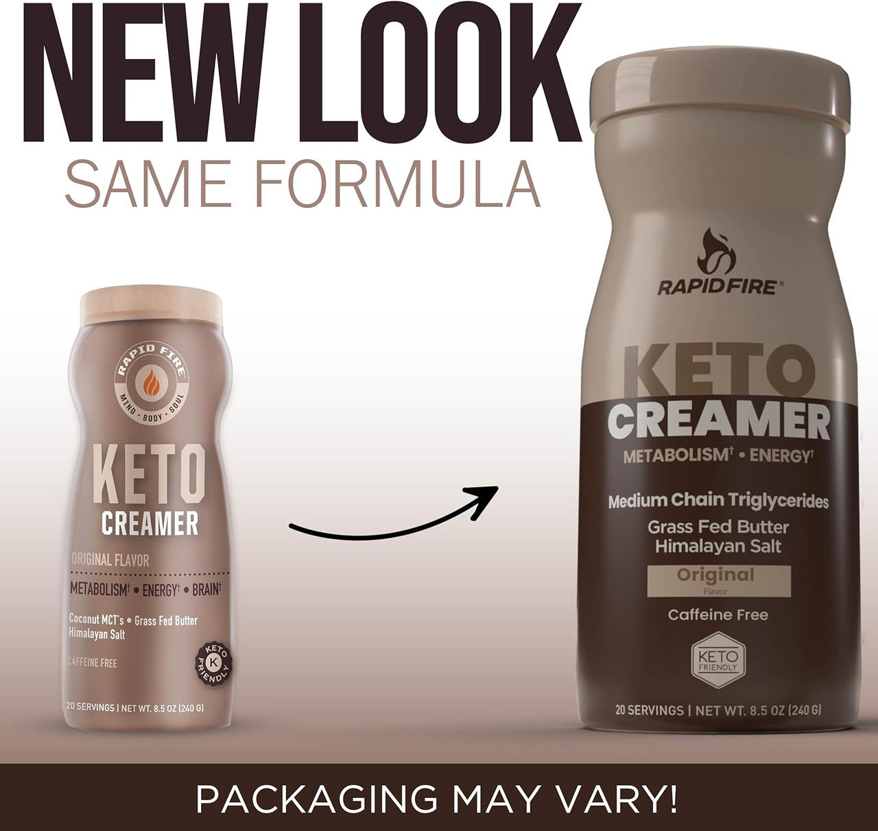 Rapid Fire Keto Creamer Caffeine Free Original Energy Booster, 8.5 Oz