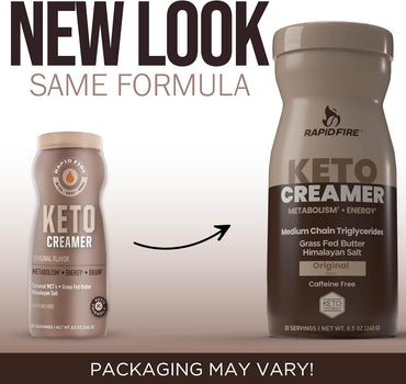 Rapid Fire Keto Creamer Caffeine Free Original Energy Booster, 8.5 Oz
