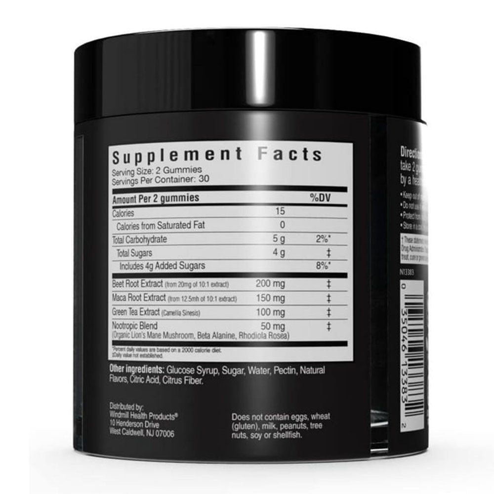 Cybergenics Pre Workout Gummies Supports Energy Levels, Blue Raspberry, 60 Ea