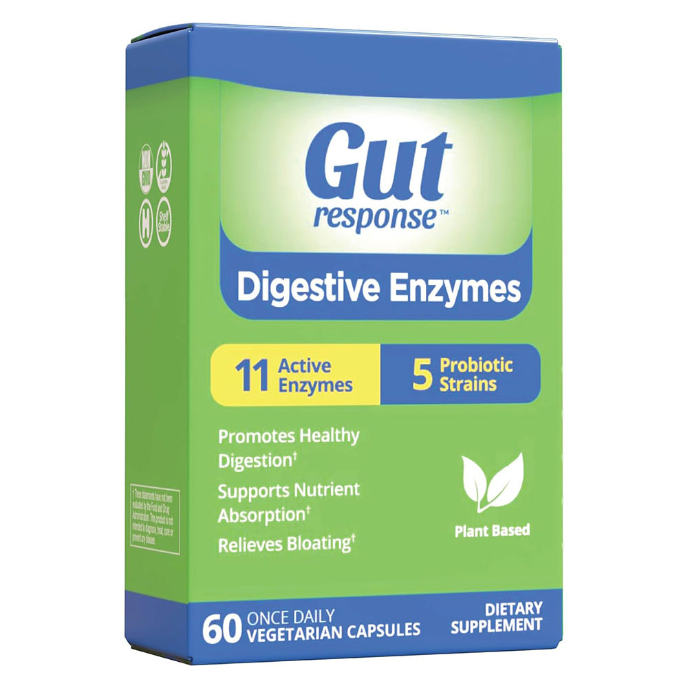 Gut Response Digestive Enzymes Probiotic Blend Vegetarian Capsules 60Ea