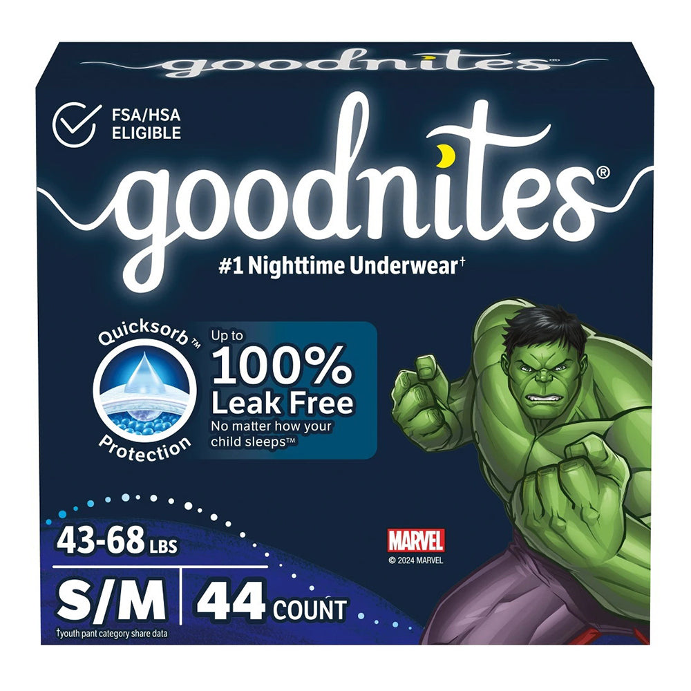 Goodnites Nighttime Underwear for Boys Size Small Medium Quicksorb Protection 44Ea