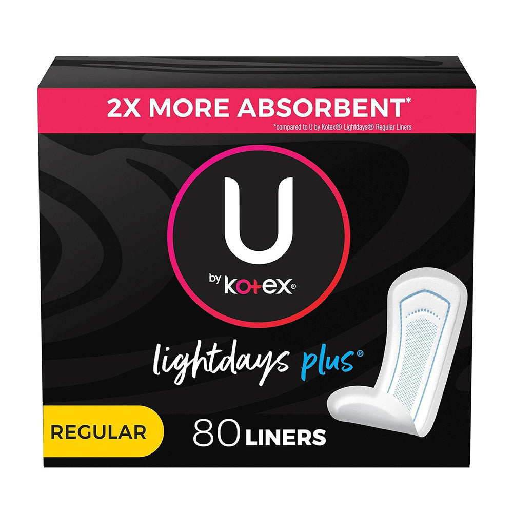 U by Kotex Light Days Plus Panty Liners, Regular, 80 Ea