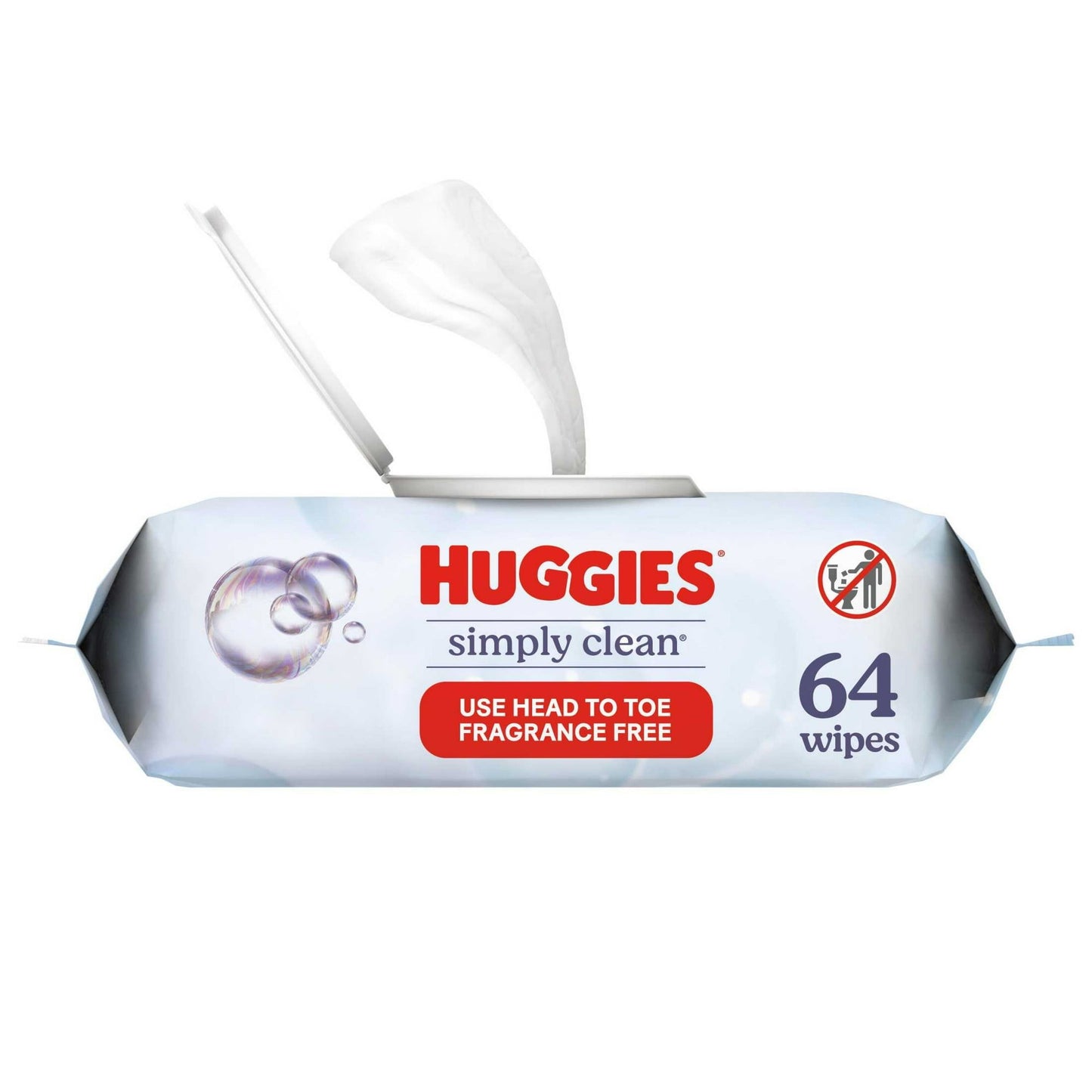 Huggies Simply Clean Fragrance Free Baby Wipes for Gentle Everyday Cleaning 64Ea