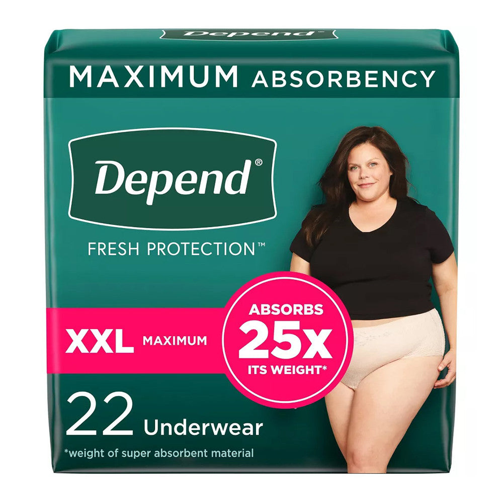 Depend Fresh Protection Adult Incontinence Underwear For Women, Size XXL, 22 Ea
