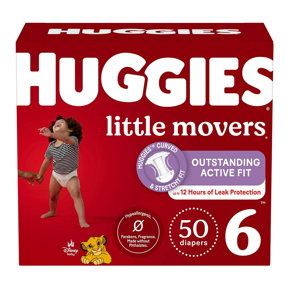 Huggies Little Movers Diapers Size 6 for Active Toddlers Leak Protection and Comfortable Fit 50Ea