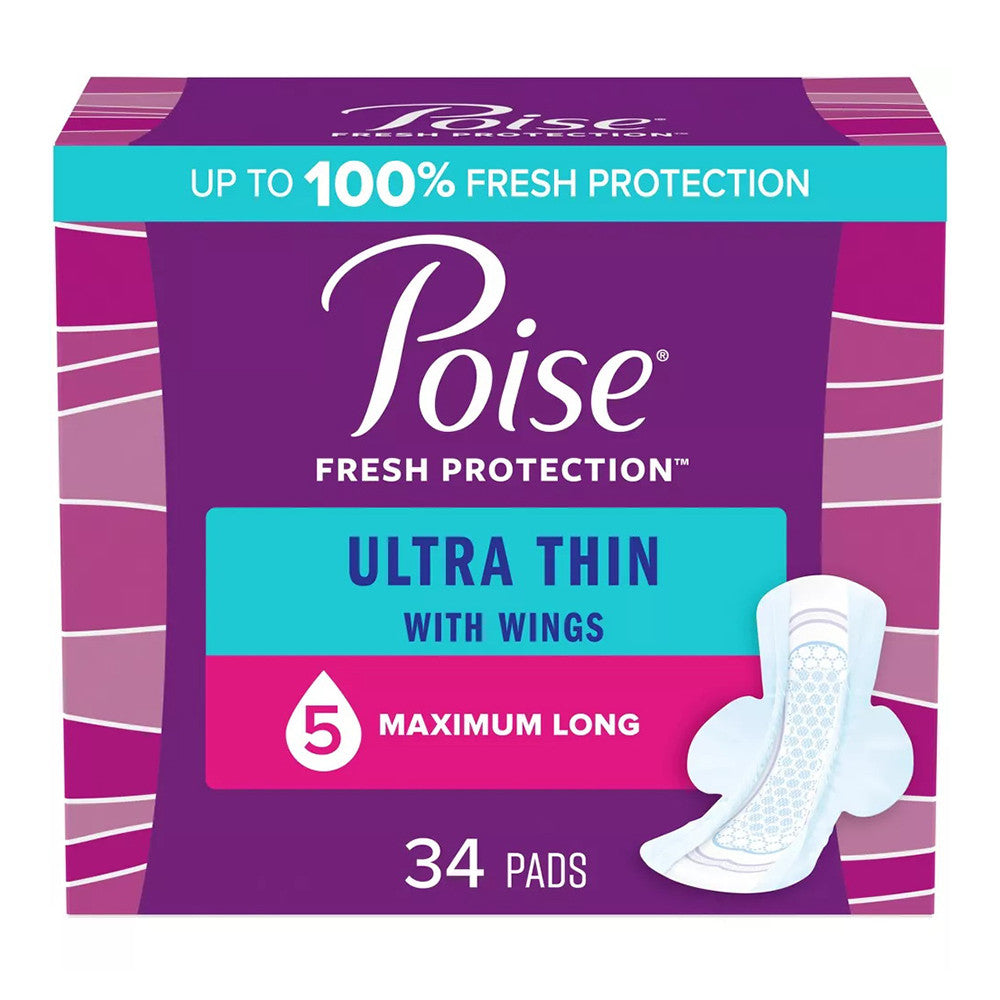 Poise Ultra Thin Maximum Absorbency Pads, 34 Ea