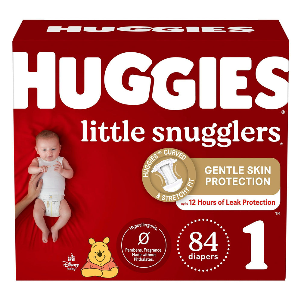 Huggies Little Snugglers Diapers Size 1 Gentle Hypoallergenic Protection for Newborn Skin 84Ea