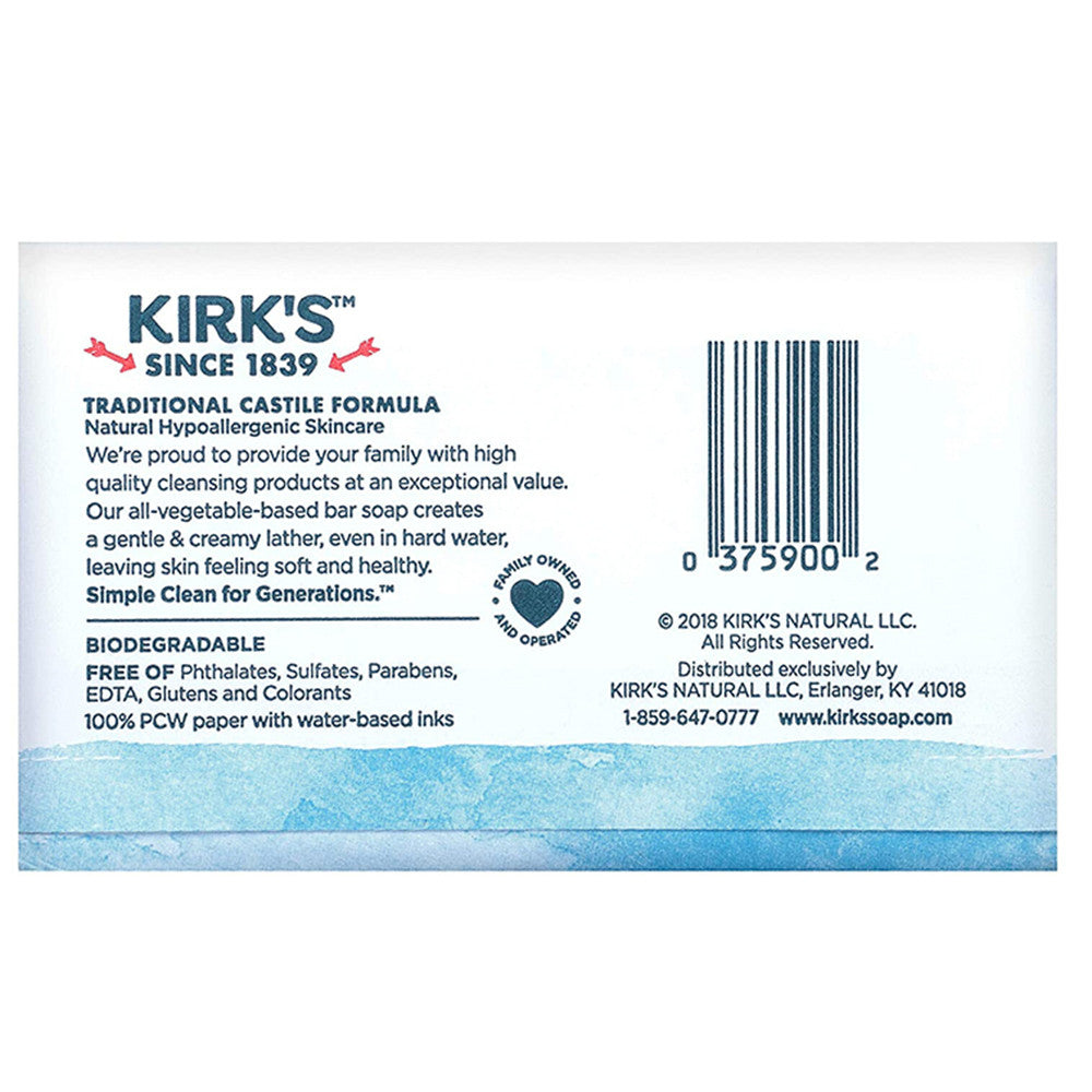 Kirks Original Coco Castile Bar Soap, 4 Oz