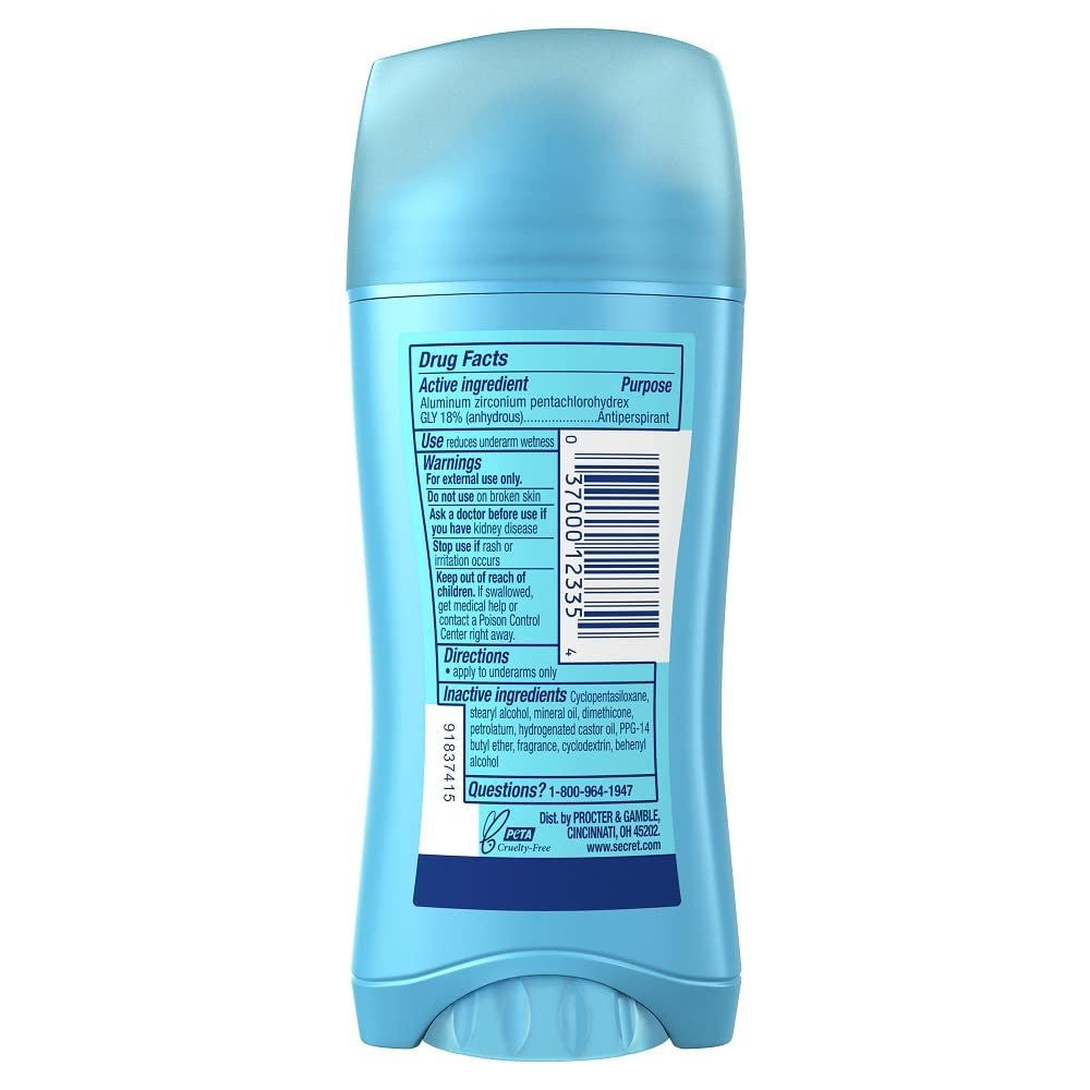 Secret Anti-Perspirant Invisible Solid Deodorant, Sheer Clean - 2.6 Oz