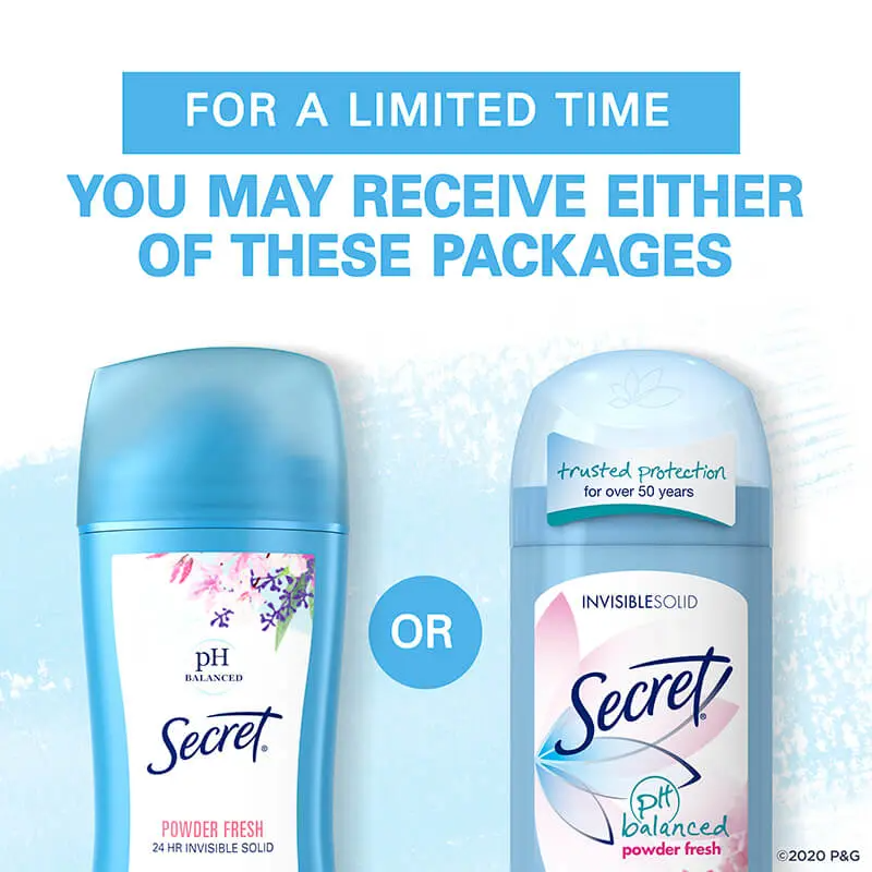 Secret Powder Fresh Invisible Solid Antiperspirant Deodorant, 2.7 Oz