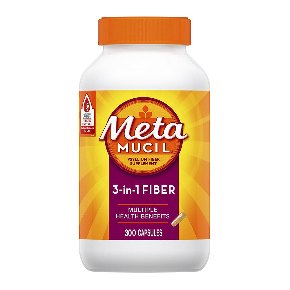 Metamucil 3-in-1 Psyllium Fiber Supplement Capsule, 300 Ea