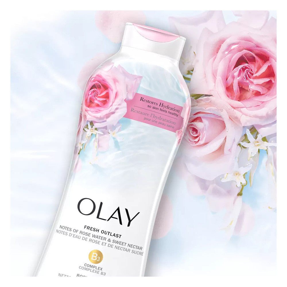 Olay Fresh Outlast Body Wash Notes of Rose Water and Sweet Nectar, 22 Oz