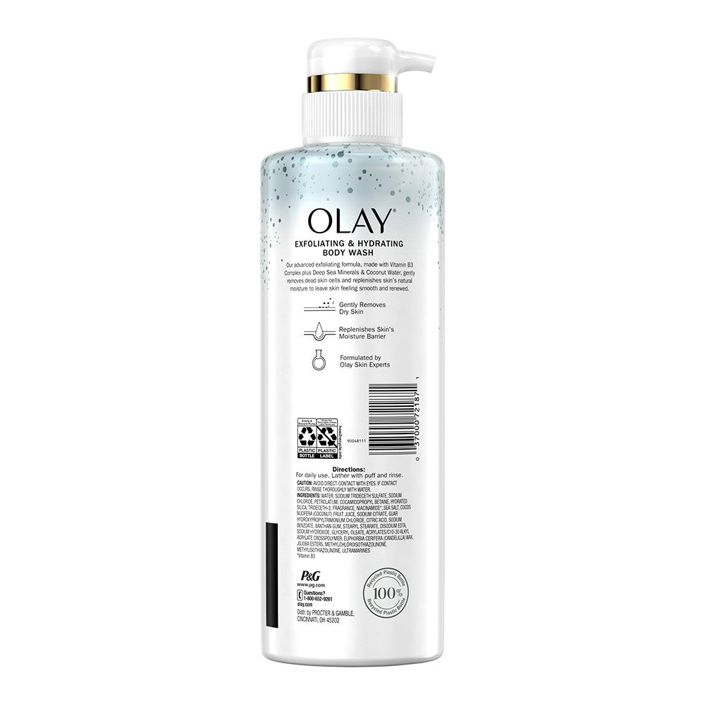 Olay Exfoliating & Hydrating Body Wash with Deep Sea Minerals, Coconut Water, 17.9 Oz