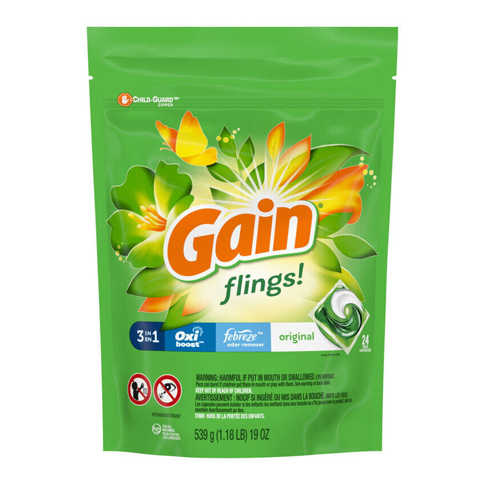 Gain Flings Original Scent Laundry Detergent Pod, 24 Ea