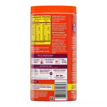 Metamucil Psyllium Husk Smooth Fiber Powder, Orange, 30.4 Oz/72 Doses