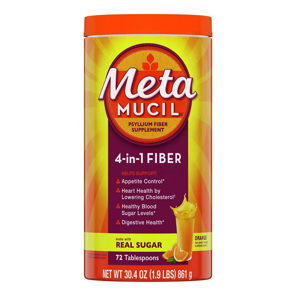 Metamucil Psyllium Husk Smooth Fiber Powder, Orange, 30.4 Oz/72 Doses