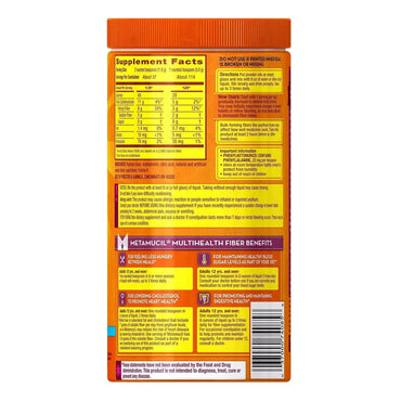 Metamucil Sugar Free Multihealth Fiber Smooth Powder, Orange, 23.3 Oz