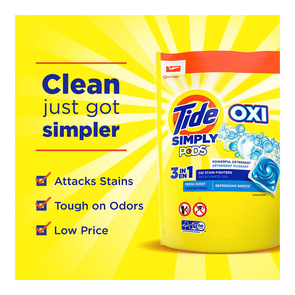 Tide Simply Pods Oxi Laundry Detergent Pacs, Fresh Scent, 13 Ea