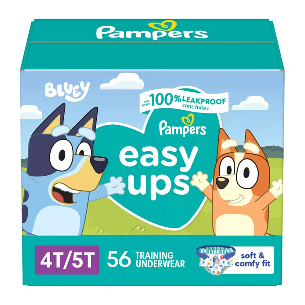 Pampers Easy Ups Bluey Training Diapers Size 4T to 5T for Soft and Comfy Fit 56Ea