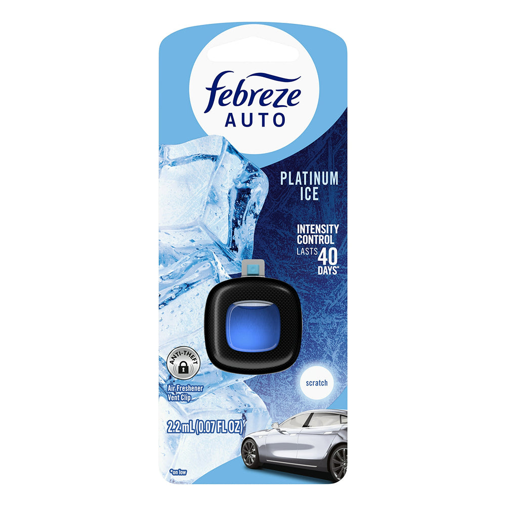 Febreze Car Vent Clip Platinum Ice Scent Car Air Freshener and Odor Eliminator 0.07Oz (2ml)