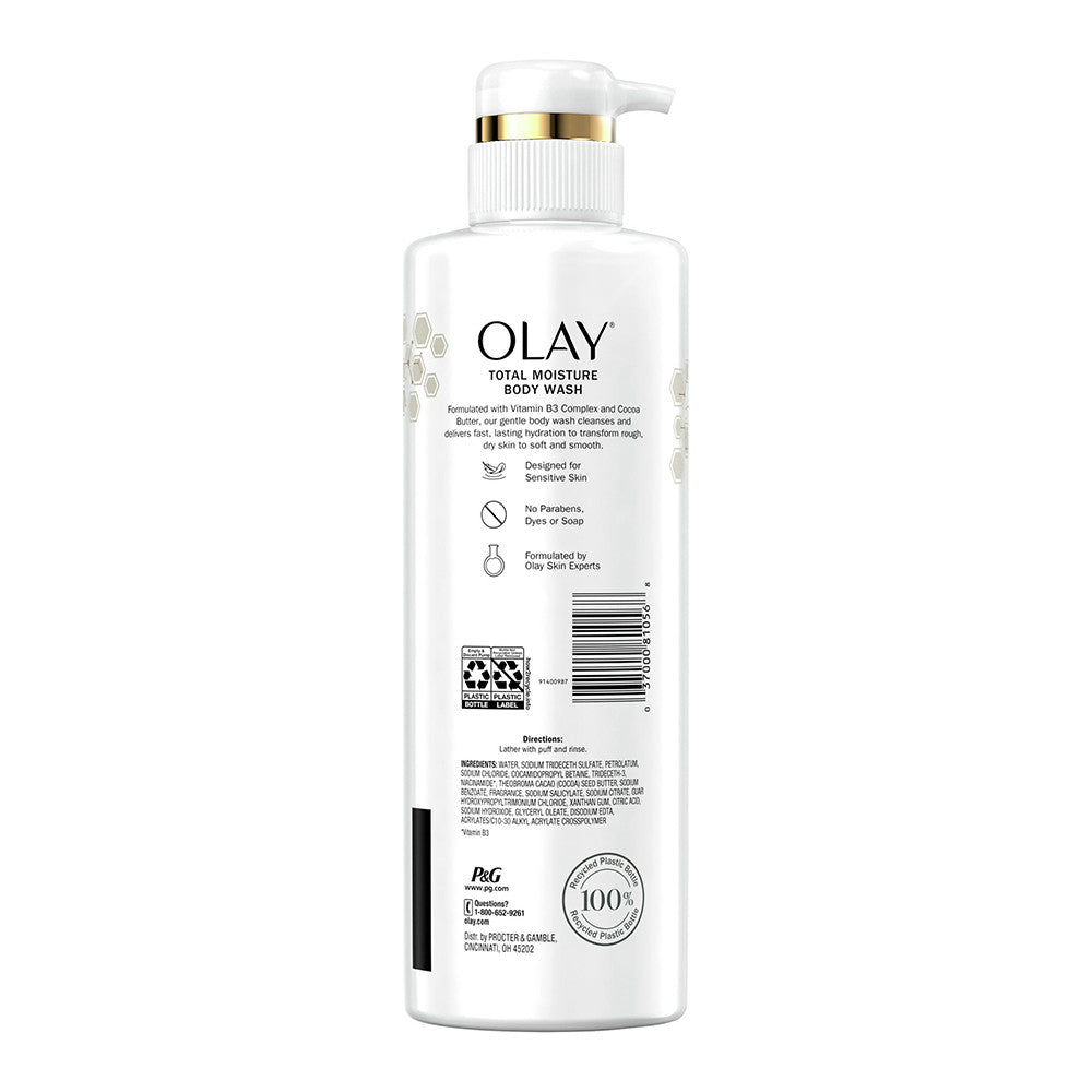 Olay Total Moisture Body Wash with Vitamin B3 and Cocoa Butter, 17.9 Oz