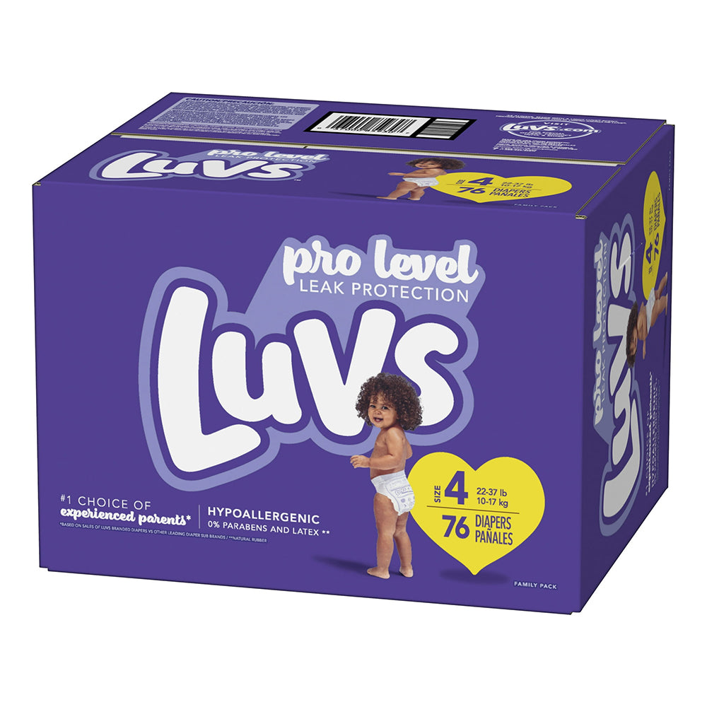 Luvs Size 4 Family Pack Diapers for Leak Protection and Baby Dryness 76Ea