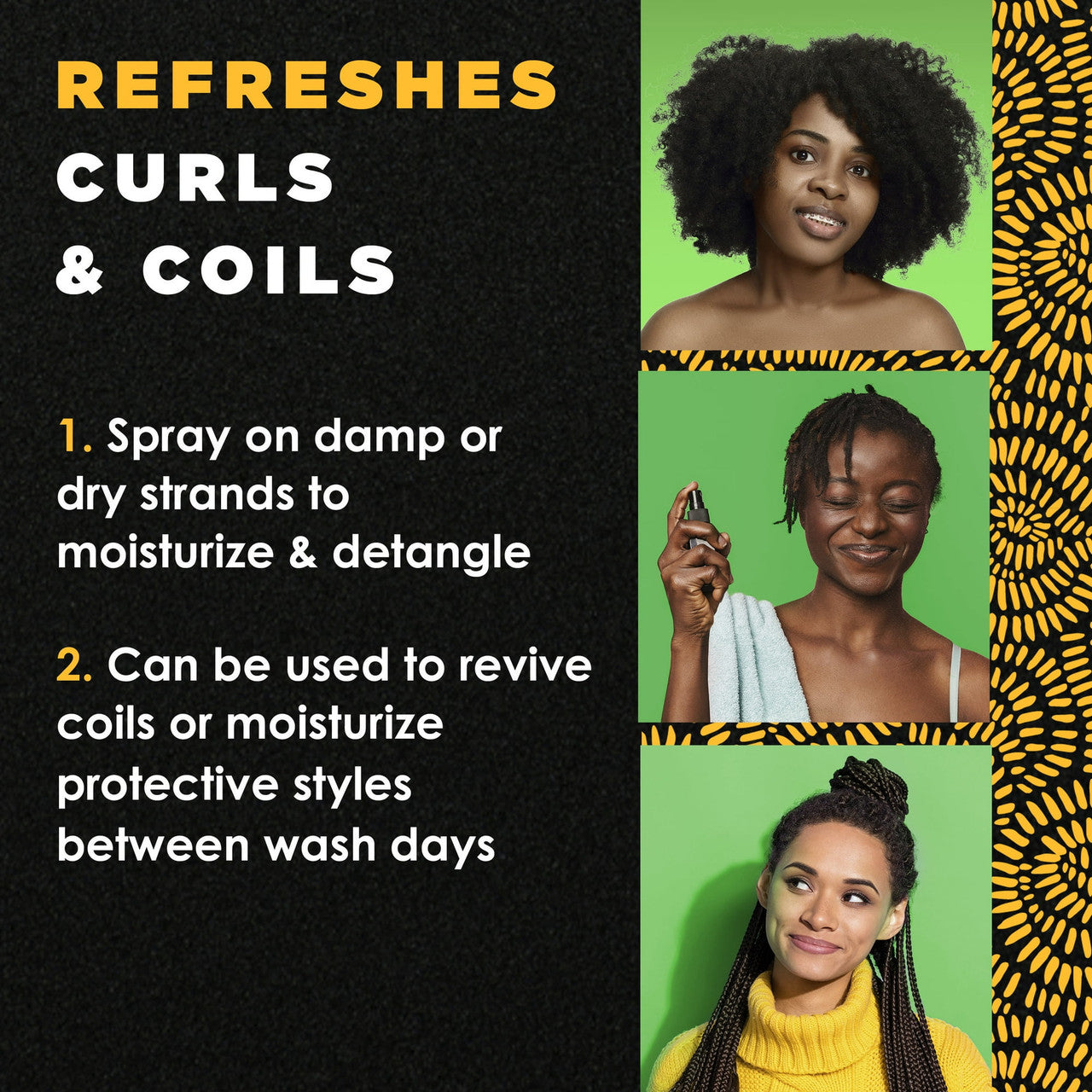 My Black is Beautiful Moisturizing Luxe Detangler Spray With Coconut Oil, Honey And Turmeric, 7.6 Oz