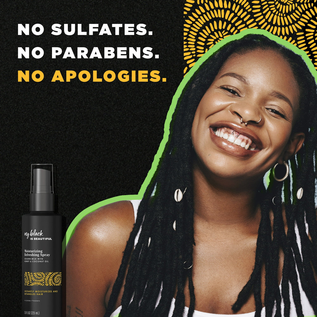 My Black is Beautiful Moisturizing Luxe Detangler Spray With Coconut Oil, Honey And Turmeric, 7.6 Oz