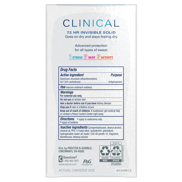 Secret Clinical Strength Powder Protection Invisible Solid Antiperspirant And Deodorant, 1.6 Oz