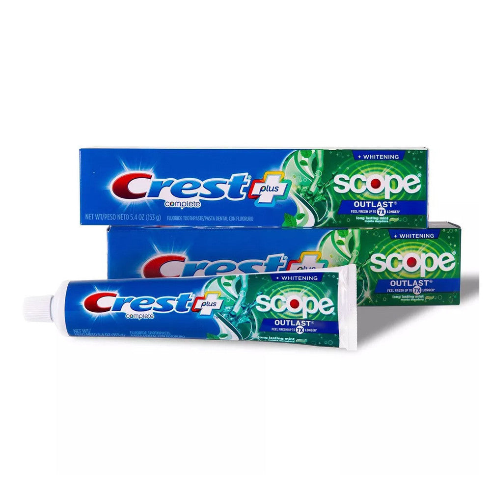 Crest Complete Plus Scope Outlast Whitening Toothpaste Pack Of 2, Mint, 5.4 Oz