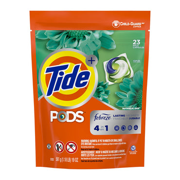 Tide Plus Febreze 4 in 1 Laundry Detergent Pods, Botanical Rain, 23 Ea