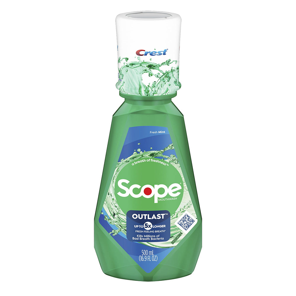 Crest Scope Outlast Mouthwash in Fresh Mint for Long Lasting Fresh Breath 16.9Oz (500ml)