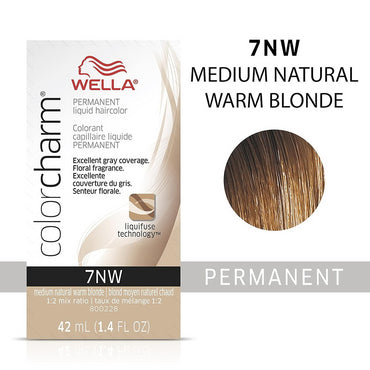 Wella Color Charm Permanent Liquid Hair Color, 7NM Medium Warm Blonde, 1.4 Oz