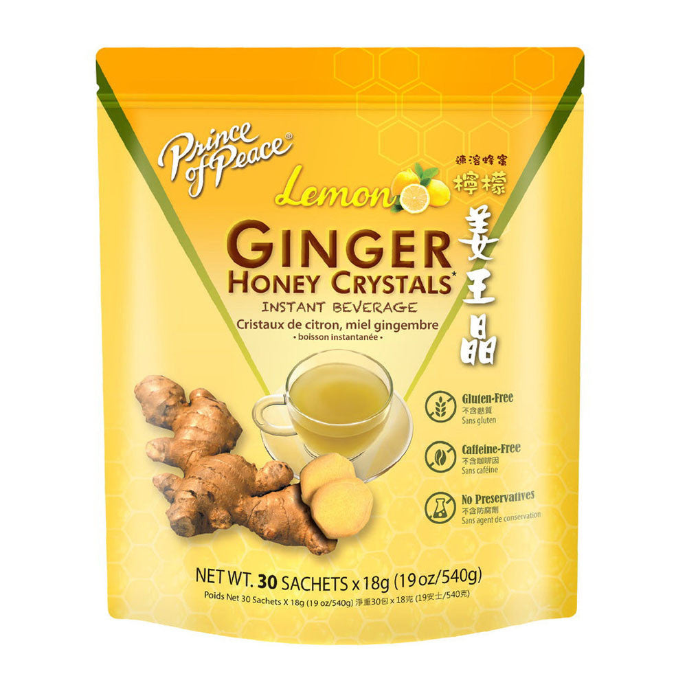 Prince of Peace Ginger Honey Crystals With Lemon Sachets, 30 Ea