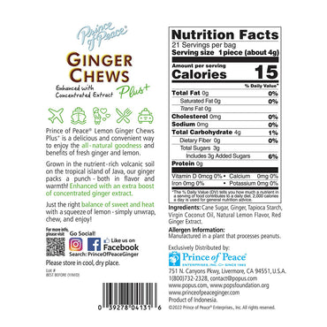 Prince of Peace Ginger Chew Plus with Lemon, 3 Oz