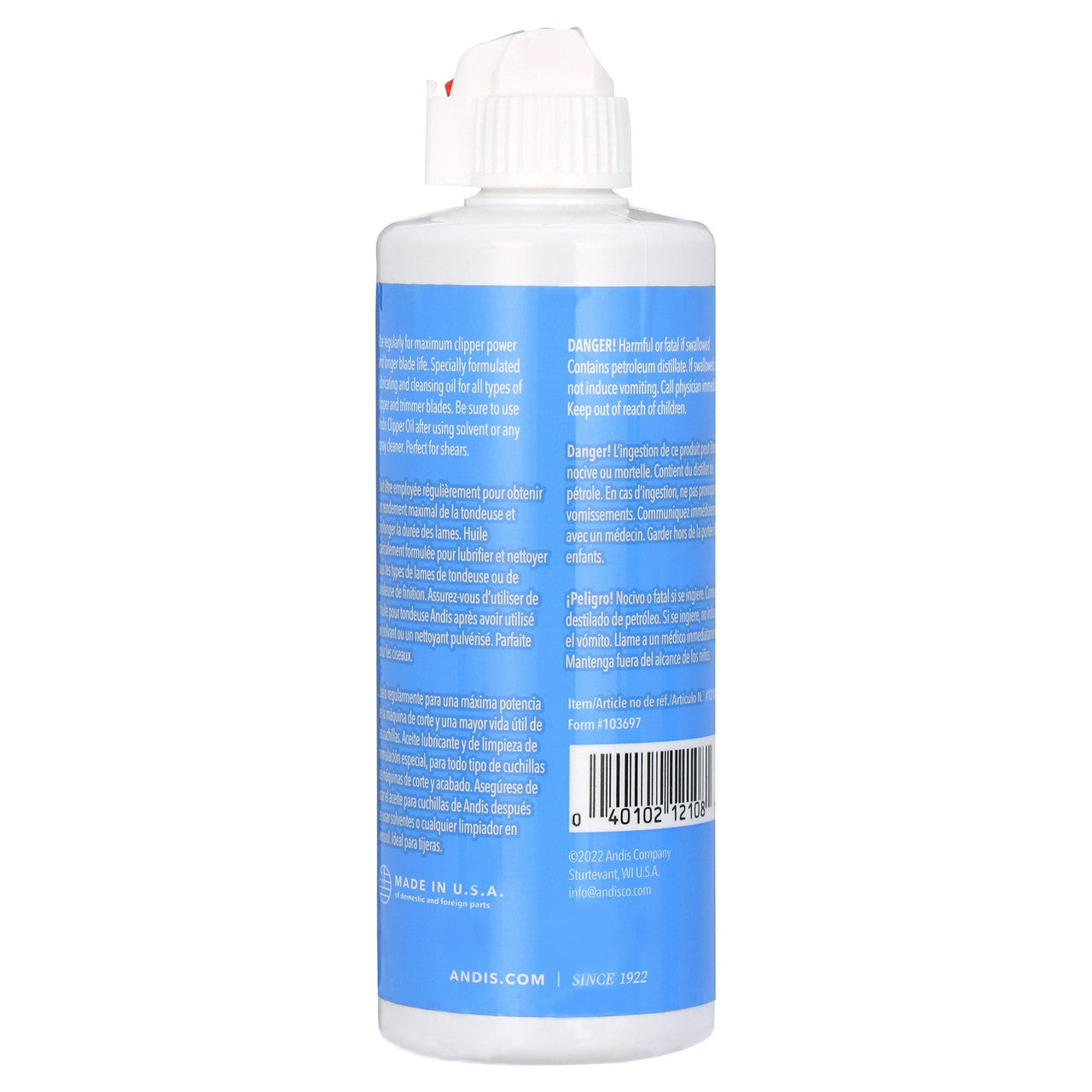 Andis Hair Clipper Blade Oil, 4 Oz