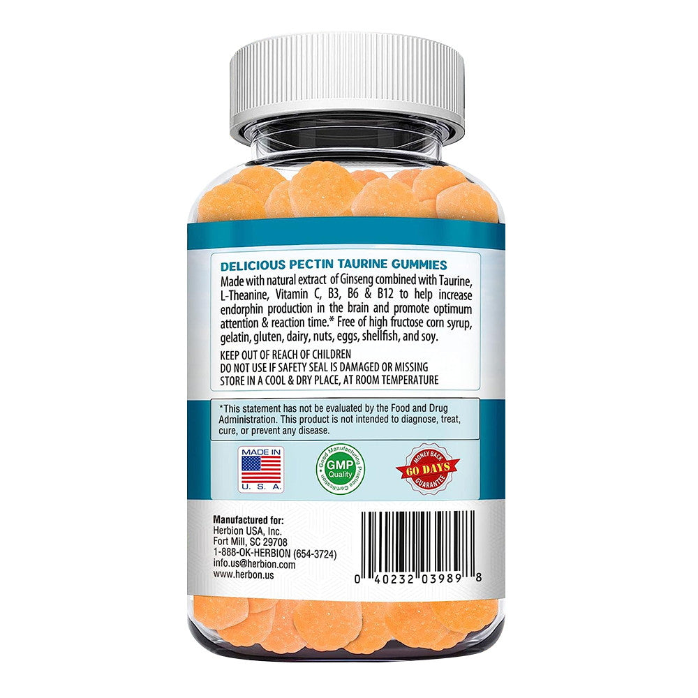 Herbion Naturals Taurine Gummies, Helps Mental Clarity, Natural Peach Flavor, 60 Ea