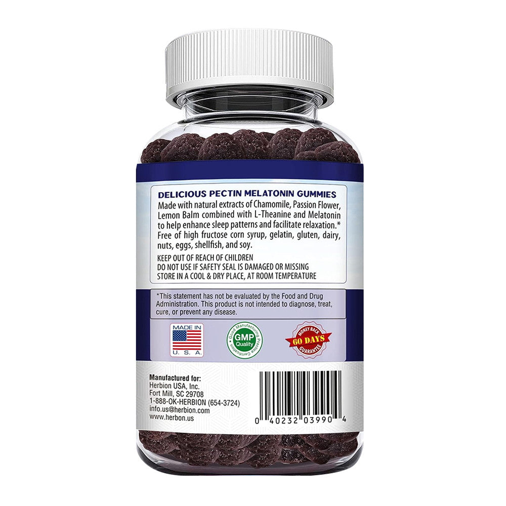 Herbion Naturals Melatonin Gummies, Helps Enhance Sleep, Natural Blueberry Flavor, 60 Ea
