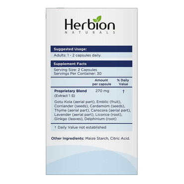 Herbion Naturals Memory Support Capsules, Improve Brain Function, 60 Ea