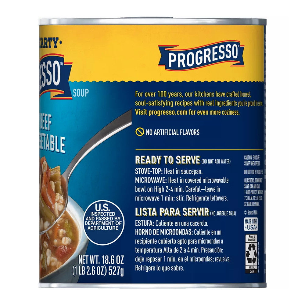 Progresso Rich and Hearty, Savory Beef Barley Vegetable Soup, 18.6 Oz