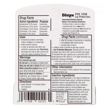 Blistex Five Star Lip Protectant and Sunscreen SPF 30, 0.15 Oz
