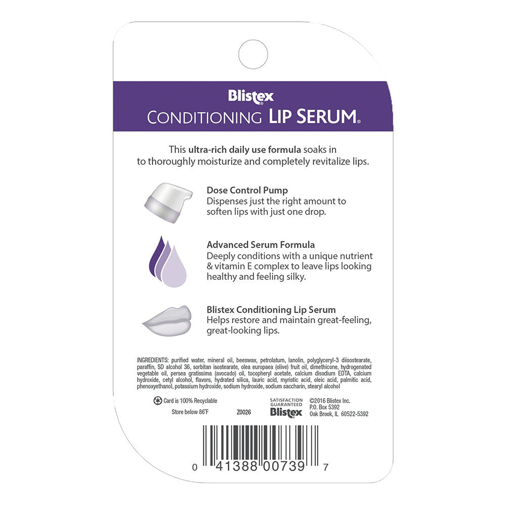 Blistex Conditioning Lip Serum Moisturizer With Dose Control Pump, 0.30 Oz